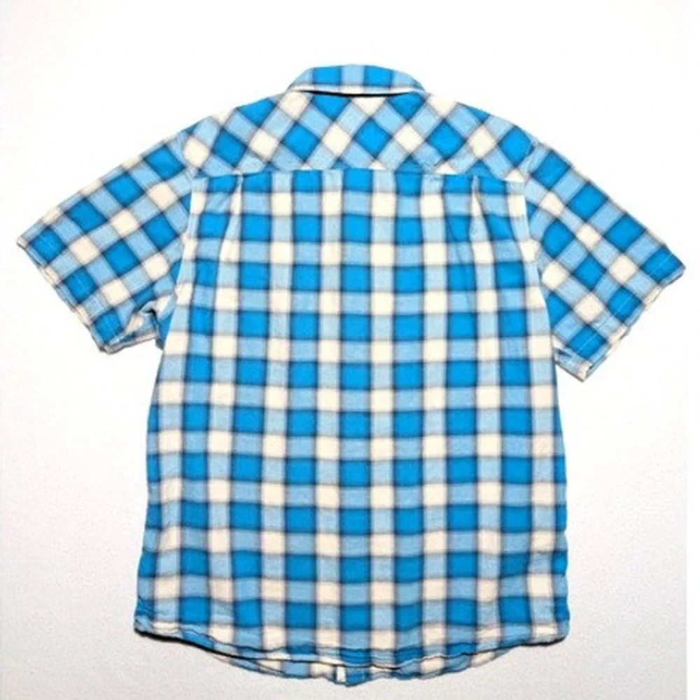 The North Face Plaid Shirt Mens Large Blue‎ Short Sleeve Outdoor Hiking